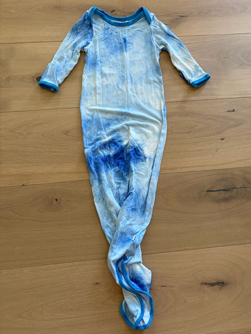 Little sleepies blue water color baby gown